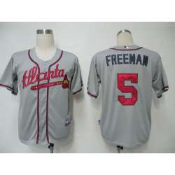 Youth Atlanta Braves #5 Freeman Grey Cool Base Jerseys