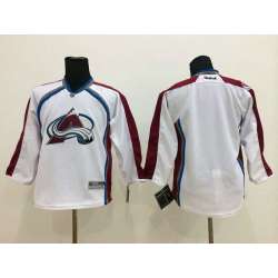 Youth Colorado Avalanche Customized White Stitched Hockey Jersey