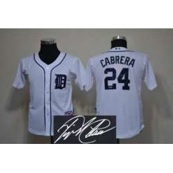 Youth Detroit Tigers #24 Miguel Cabrera White Signature Edition Jerseys