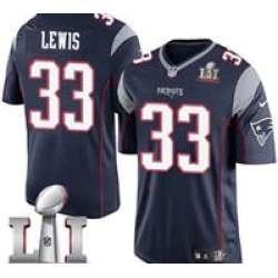Youth Limited Dion Lewis Navy Blue Jersey Home #33 NFL New England Patriots Nike Super Bowl LI 51