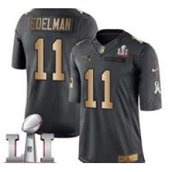 Youth Limited Julian Edelman BlackGold Jersey Salute To Service #11 NFL New England Patriots Nike Super Bowl LI 51