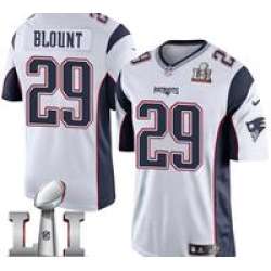Youth Limited LeGarrette Blount White Jersey Road #29 NFL New England Patriots Nike Super Bowl LI 51