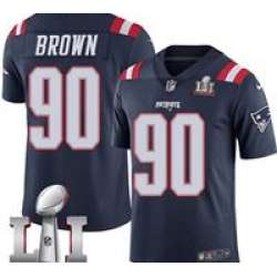 Youth Limited Malcom Brown Navy Blue Jersey Rush #90 NFL New England Patriots Nike Super Bowl LI 51