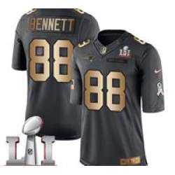 Youth Limited Martellus Bennett BlackGold Jersey Salute To Service #88 NFL New England Patriots Nike Super Bowl LI 51
