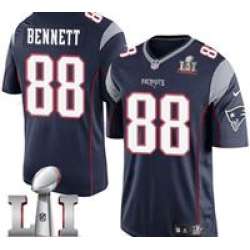 Youth Limited Martellus Bennett Navy Blue Jersey Home #88 NFL New England Patriots Nike Super Bowl LI 51