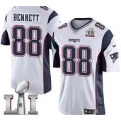 Youth Limited Martellus Bennett White Jersey Road #88 NFL New England Patriots Nike Super Bowl LI 51