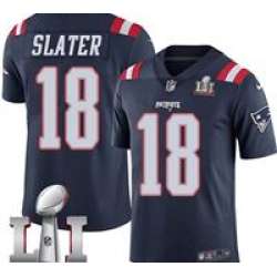 Youth Limited Matthew Slater Navy Blue Jersey Rush #18 NFL New England Patriots Nike Super Bowl LI 51
