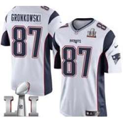 Youth Limited Rob Gronkowski White Jersey Road #87 NFL New England Patriots Nike Super Bowl LI 51