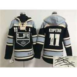 Youth Los Angeles Kings #11 Anze Kopitar Black Stitched Signature Edition Hoodie