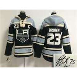 Youth Los Angeles Kings #23 Dustin Brown Black Stitched Signature Edition Hoodie