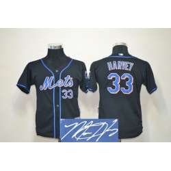 Youth New York Mets #33 Matt Harvey Black Signature Edition Jerseys