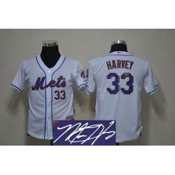 Youth New York Mets #33 Matt Harvey White Signature Edition Jerseys