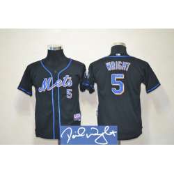 Youth New York Mets #5 David Wright Black Signature Edition Jerseys