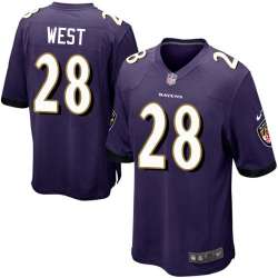 Youth Nike Baltimore Ravens #28 Terrance West Purple Team Color Stitched NFL Game Jersey