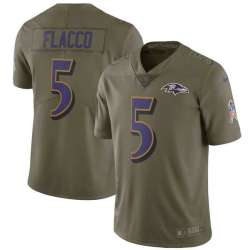 Youth Nike Baltimore Ravens #5 Joe Flacco Olive Salute To Service Limited Jersey
