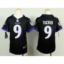Youth Nike Baltimore Ravens #9 Tucker Black Game Jerseys