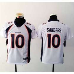 Youth Nike Denver Broncos #10 Sanders White Game Jerseys