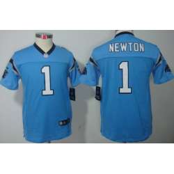 Youth Nike Limited Carolina Panthers #1 Cam Newton Light Blue Jerseys