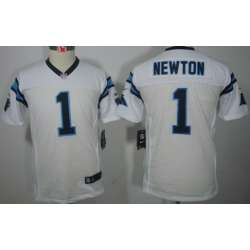 Youth Nike Limited Carolina Panthers #1 Cam Newton White Jerseys