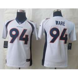 Youth Nike Limited Denver Broncos #94 Ware White Jerseys