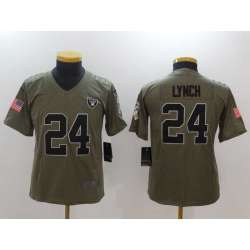 Youth Nike Oakland Raiders #24 Marshawn Lynch Olive Salute To Service Limited Jerseys