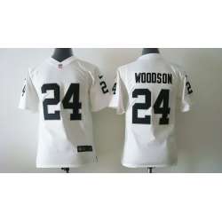 Youth Nike Oakland Raiders #24 Woodson White Game Jerseys
