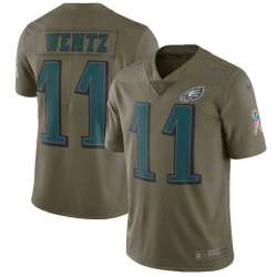 Youth Nike Philadelphia Eagles #11 Carson Wentz Olive Salute To Service Limited Jersey