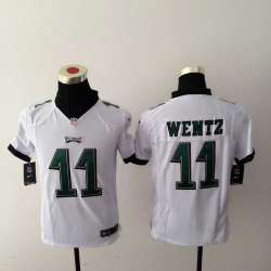 Youth Nike Philadelphia Eagles #11 Carson Wentz White Team Color Stitched Game Jersey