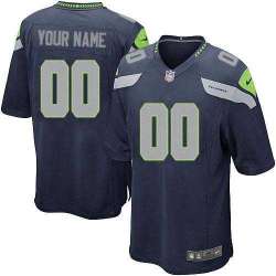 Youth Nike Seattle Seahawks Customized Navy Blue Team Color Stitched NFL Game Jersey
