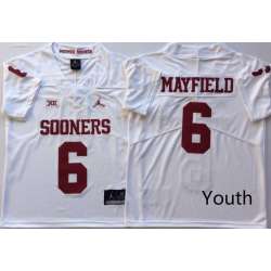 Youth Oklahoma Sooners 6 Baker Mayfield White College Football Jersey