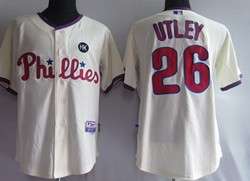 Youth Philadelphia Phillies #26 Utley Cream Jerseys