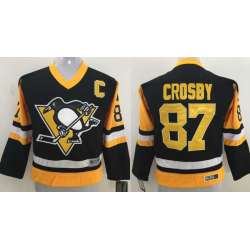 Youth Pittsburgh Penguins #87 Sidney Crosby Black CCM Throwback Stitched Jerseys