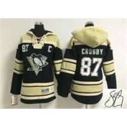 Youth Pittsburgh Penguins #87 Sidney Crosby Black Stitched Signature Edition Hoodie