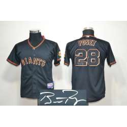 Youth San Francisco Giants #28 Posey Black Signature Edition Jerseys