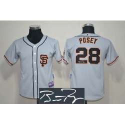 Youth San Francisco Giants #28 Posey Gray Signature Edition Jerseys