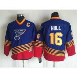 Youth St. Louis Blues #16 Brett Hull Blue CCM Throwback Stitched NHL Jersey