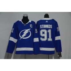 Youth Tampa Bay Lightning #91 Steven Stamkos Blue Adidas Stitched Jersey