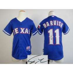 Youth Texas Rangers #11 Yu Darvish Blue Signature Edition Jerseys
