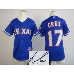 Youth Texas Rangers #17 Nelson Cruz Blue Signature Edition Jerseys