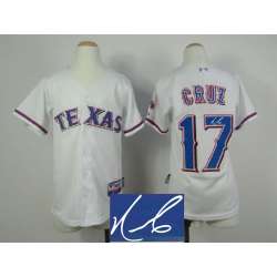 Youth Texas Rangers #17 Nelson Cruz White Signature Edition Jerseys