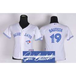 Youth Toronto Blue Jays #19 Jose Bautista White Signature Edition Jerseys