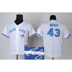 Youth Toronto Blue Jays #43 R.A. Dickey White Signature Edition Jerseys