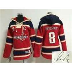 Youth Washington Capitals #8 Alex Ovechkin Red Stitched Signature Edition Hoodie