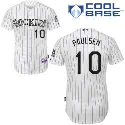 #10 Ben Paulsen White Pinstripe MLB Jersey-Colorado Rockies Stitched Cool Base Baseball Jersey