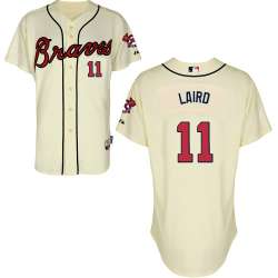 #11 Gerald Laird Cream MLB Jersey-Atlanta Braves Stitched Cool Base Baseball Jersey