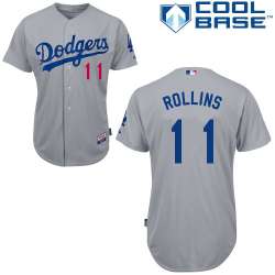 #11 Jimmy Rollins Gray MLB Jersey-Los Angeles Dodgers Stitched Cool Base Baseball Jersey