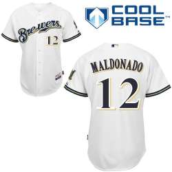 #12 Martin Maldonado White MLB Jersey-Milwaukee Brewers Stitched Cool Base Baseball Jersey