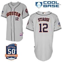 #12 Max Stassi Gray MLB Jersey-Houston Astros Stitched Cool Base Baseball Jersey
