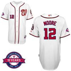 #12 Tyler Moore White MLB Jersey-Washington Nationals Stitched Cool Base Baseball Jersey