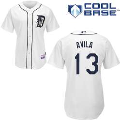 #13 Alex Avila White MLB Jersey-Detroit Tigers Stitched Cool Base Baseball Jersey